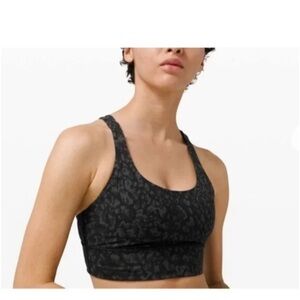 LULULEMON Energy High Neck Long Line Bra Formation Camo Deep Coal Size 2.
